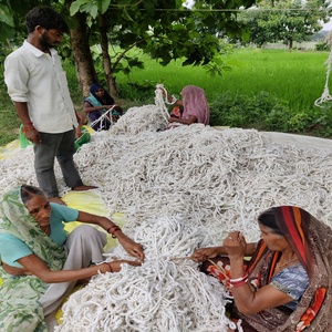 Handmade rug production in Bhadohi